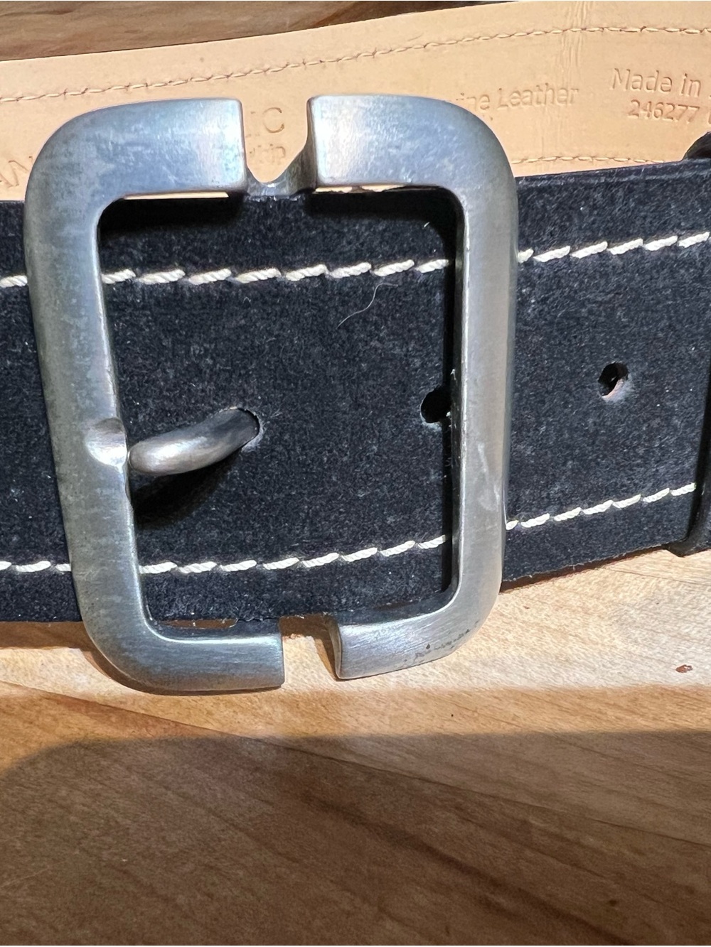 Women Black Suede Belt with Silver Buckle